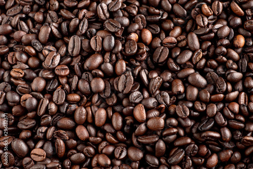 Roasted coffee beans background  arabica and robusta.