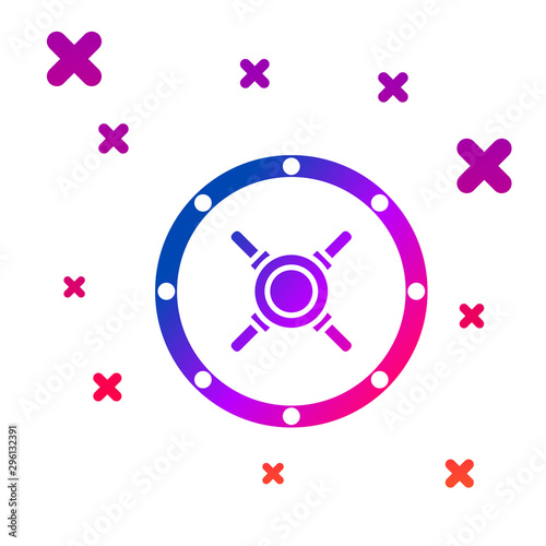 Color Safe icon isolated on white background. The door safe a bank vault with a combination lock. Reliable Data Protection. Gradient random dynamic shapes. Vector Illustration