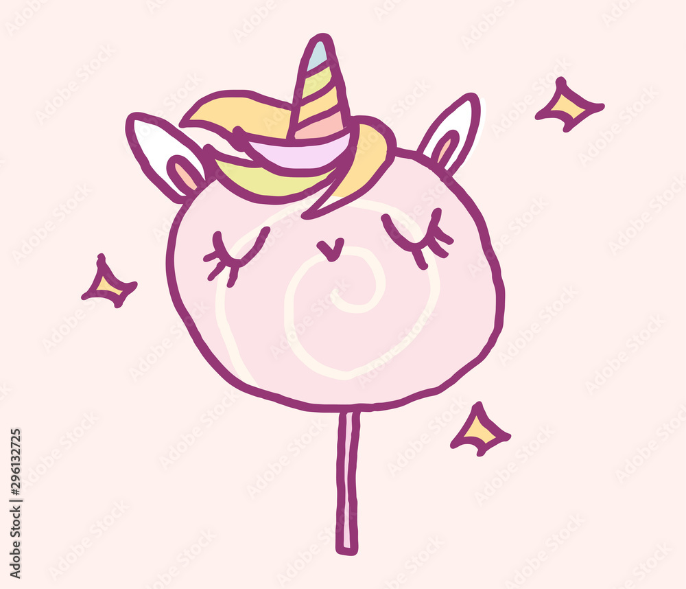 Cute cartoon character desert dressed as unicorn, funny vector illustration. Tee card print graphic art.