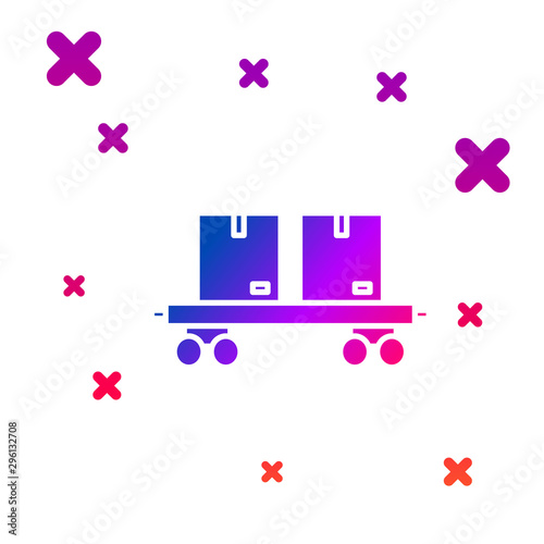 Color Railway carriage icon isolated on white background. Gradient random dynamic shapes. Vector Illustration