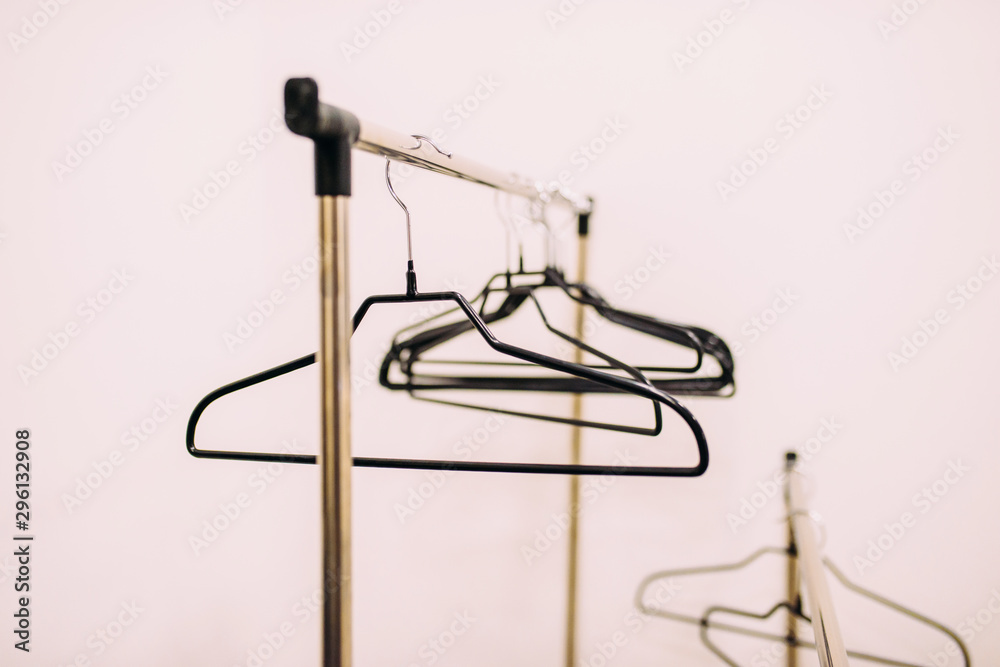 Empty hangers. Concept of high sales in a store.