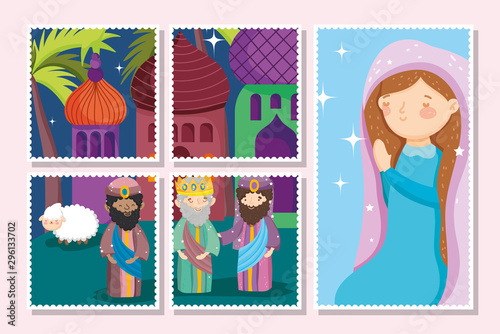 wise men mary sheep banners nativity collection