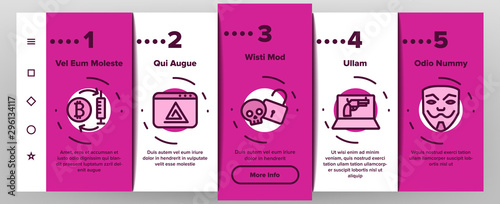 Darknet Onboarding Mobile App Page Screen Vector Thin Line. Password And Key Protection Dark Deep Internet And Security Darknet Concept Linear Pictograms. Color Contour Illustrations