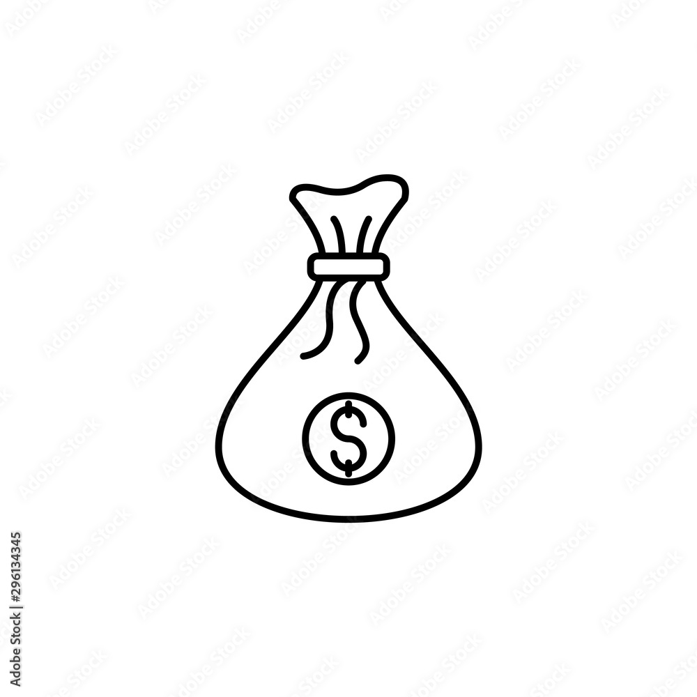 money, bag, vector, icon, outline. Illustration isolated vector sign money, bag, vector, icon, outline. Illustration isolated vector sign