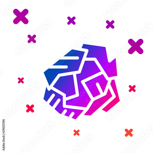 Color Crumpled paper ball icon isolated on white background. Gradient random dynamic shapes. Vector Illustration