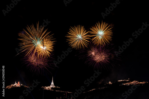 Fireworks at Phra Nakhon Khiri Palace Hill top palace in Phetchaburi town