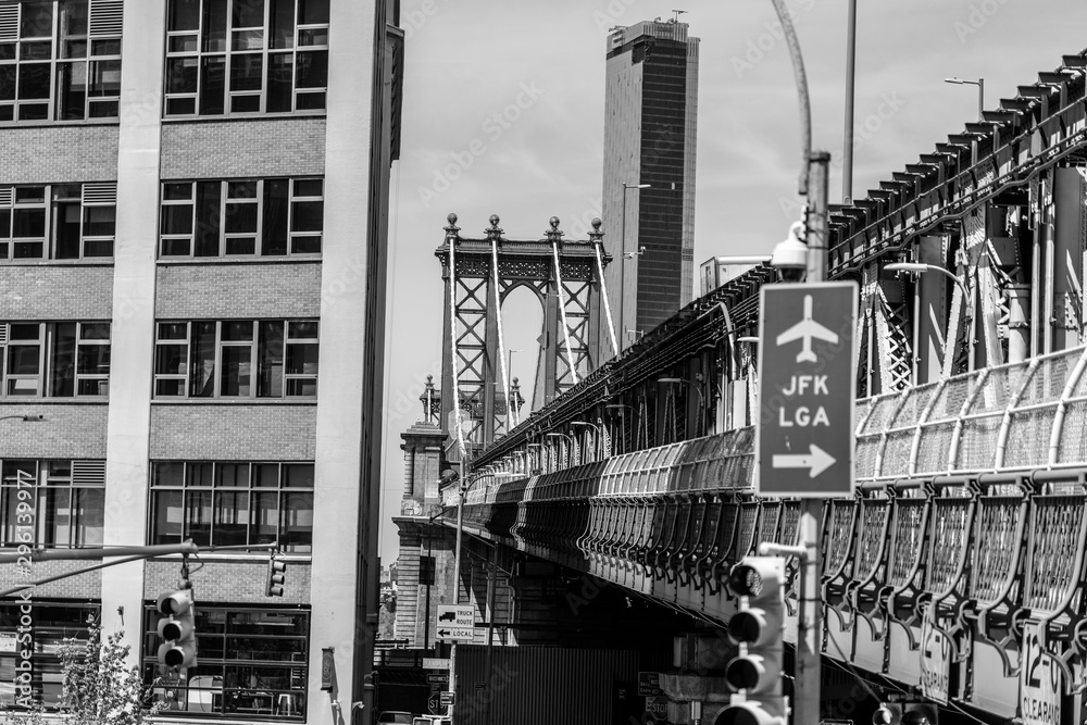 Manhattan bridge New York city black and white photography, beautiful bridges of America New York