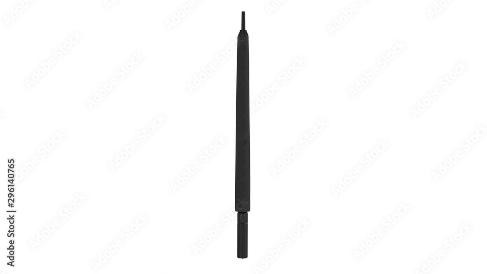 Umbrella parasol closed with straight handle. 3D rendering