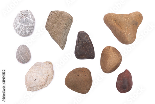 Pebbles stone isolated on white background.