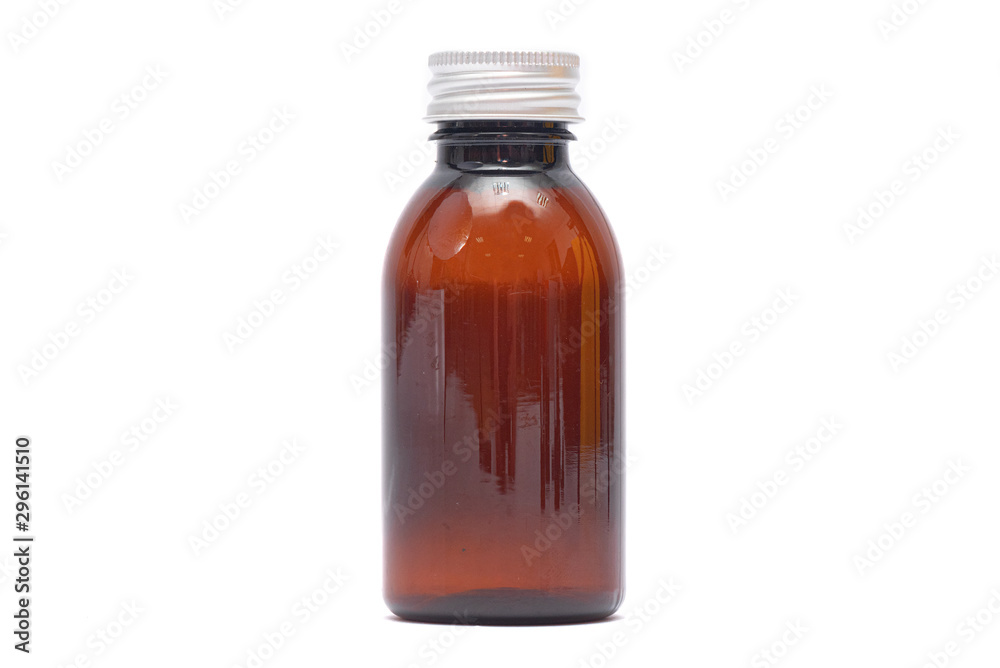 Brown plastic bottle isolated on white background. Brown plastic bottle isolated on white background.
