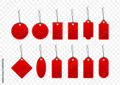 Set of various blank white paper tags, labels, stickers. Isolated vector elements, flat design. Vector illustration.