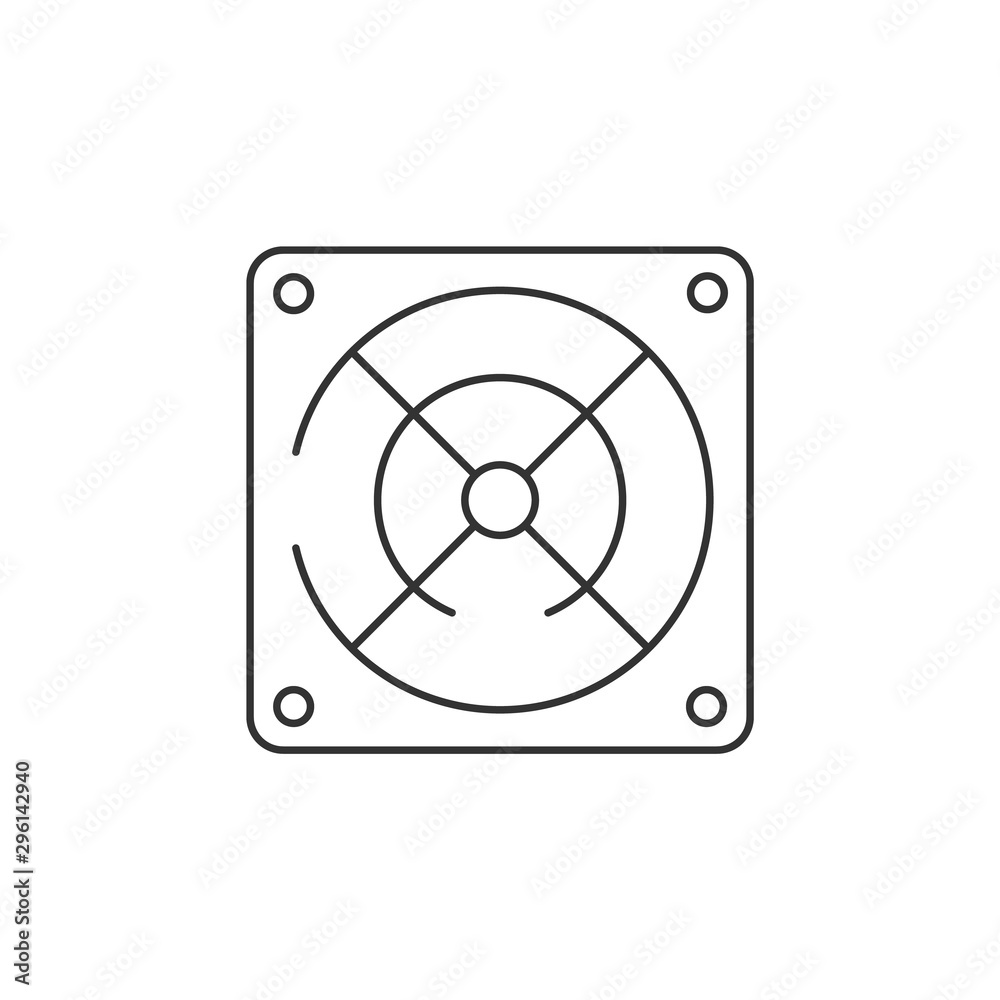 Power supply linear icon on white background. Computer hardware unit. Editable stroke Power supply linear icon on white background. Computer hardware unit. Editable stroke