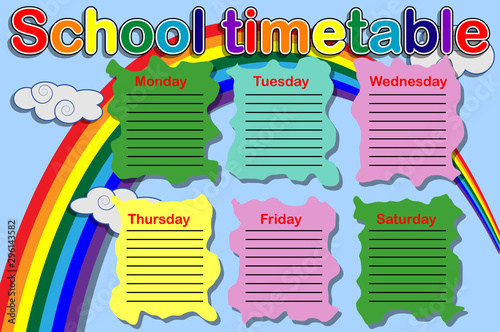 Template school timetable for students