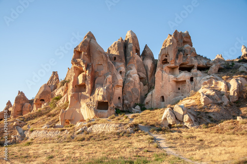 Rocks with cave houses at Göreme, Open air UNESCO world heritage site Museum in Cappadocia, Turkey photo