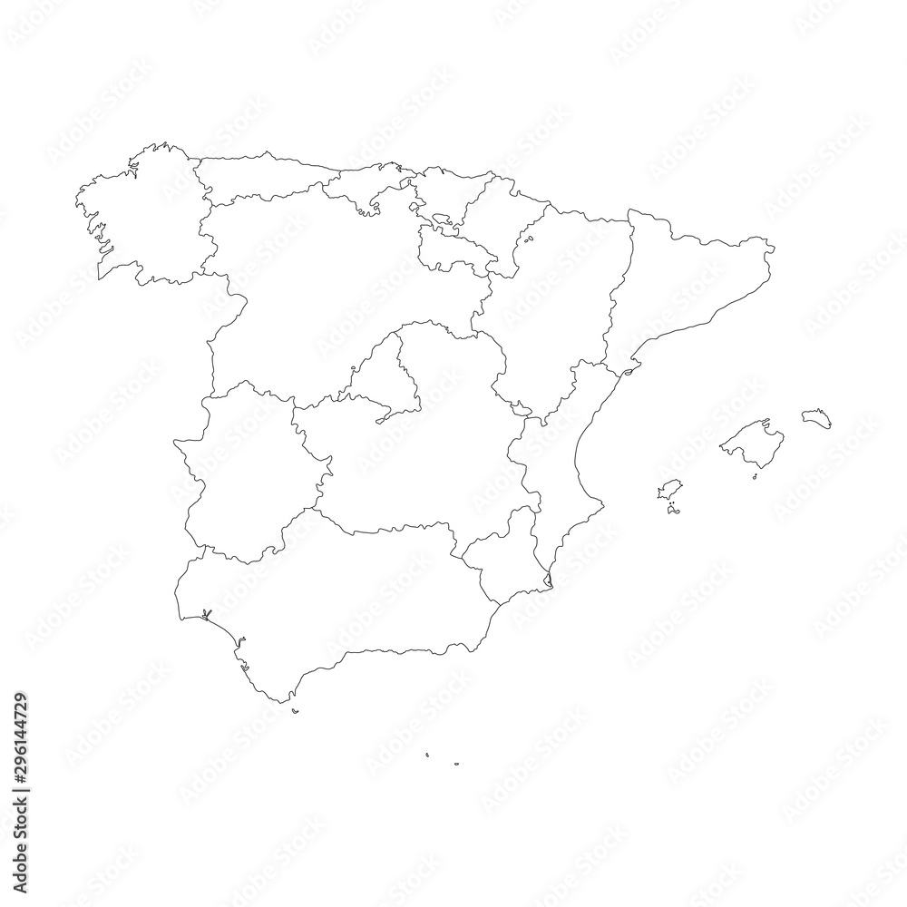 Vector illustration of black outline Spain map.
