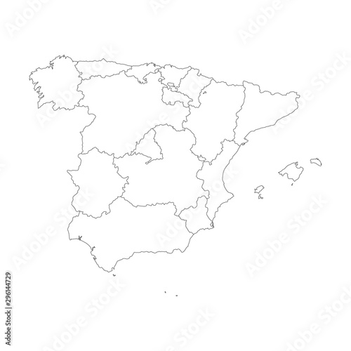Vector illustration of black outline Spain map.