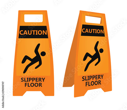 Orange slippery floor sign. vector illustration