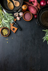 Culinary background with copy space for a text