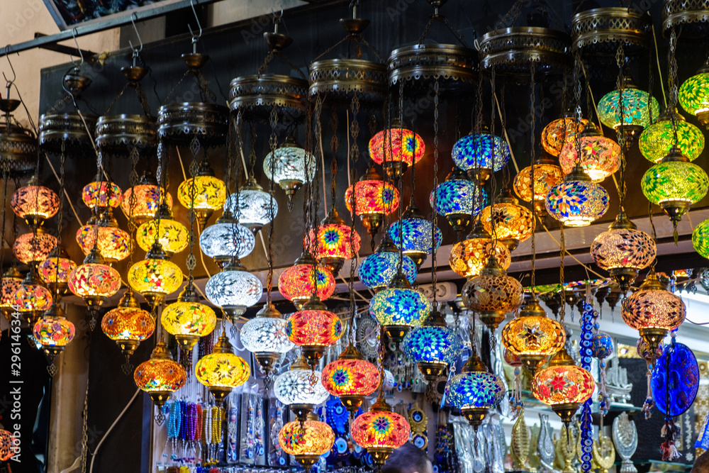 bright multi-colored lamps in the Turkish bazaar bright multi-colored lamps in the Turkish bazaar
