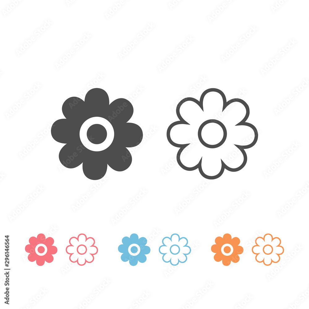 Flowers icon set vector lines filled Flowers icon set vector lines filled