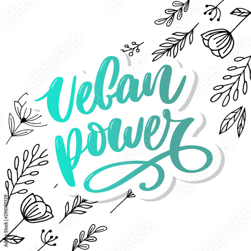 Vector round eco, bio green logo or sign. Raw, healthy food badge, tag for cafe, restaurants, packaging. Hand drawn lettering 100 Vegan. Organic design template. © 1emonkey
