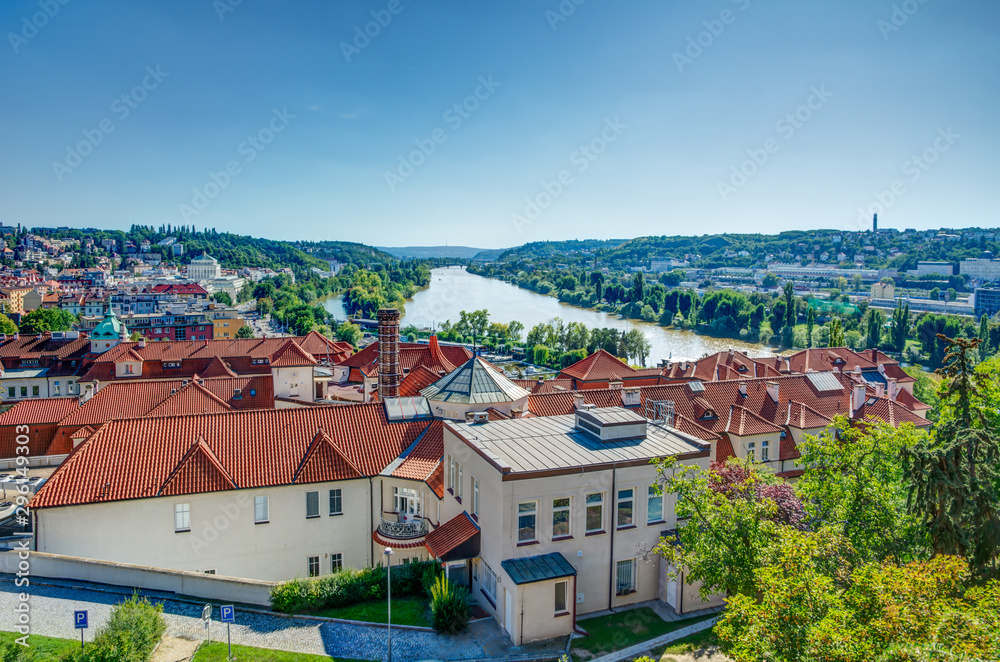 Aerial view over the city of Prague