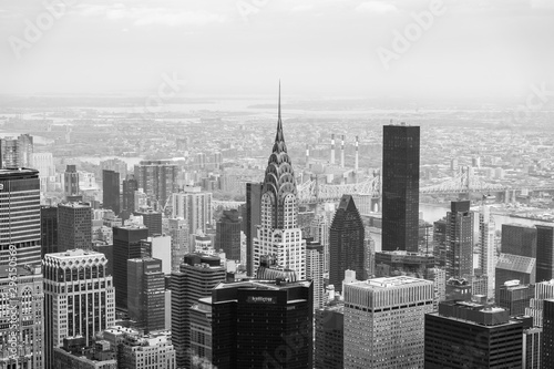 New York  New York  USA skyline  view from the Empire State building in Manhattan  black and white photography