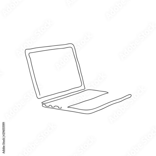 Laptop line drawing, vector illustration design. Technology objects collection.