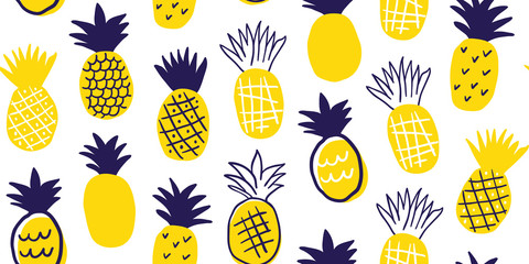Keuken achterwand Ananas patronen Kleurrijke minimalistische ananassen illustratie  © tanya