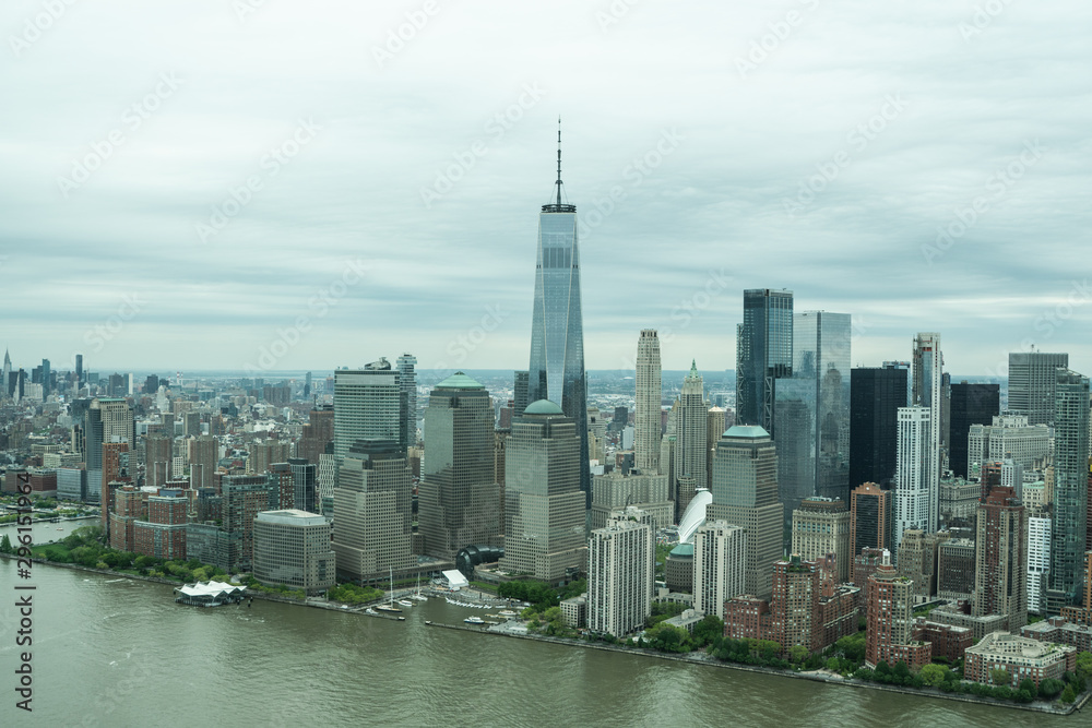 Obraz premium New York Skyline from above Image, Manhattan architecture photography, aerial view over New York city 