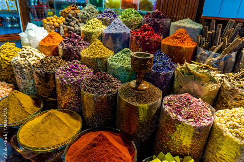 Fototapeta Naklejka Na Ścianę i Meble -  Colorful different spices in the spice market souk in old Dubai