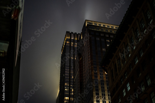 New York city at night during rain and fog, New York city Image
