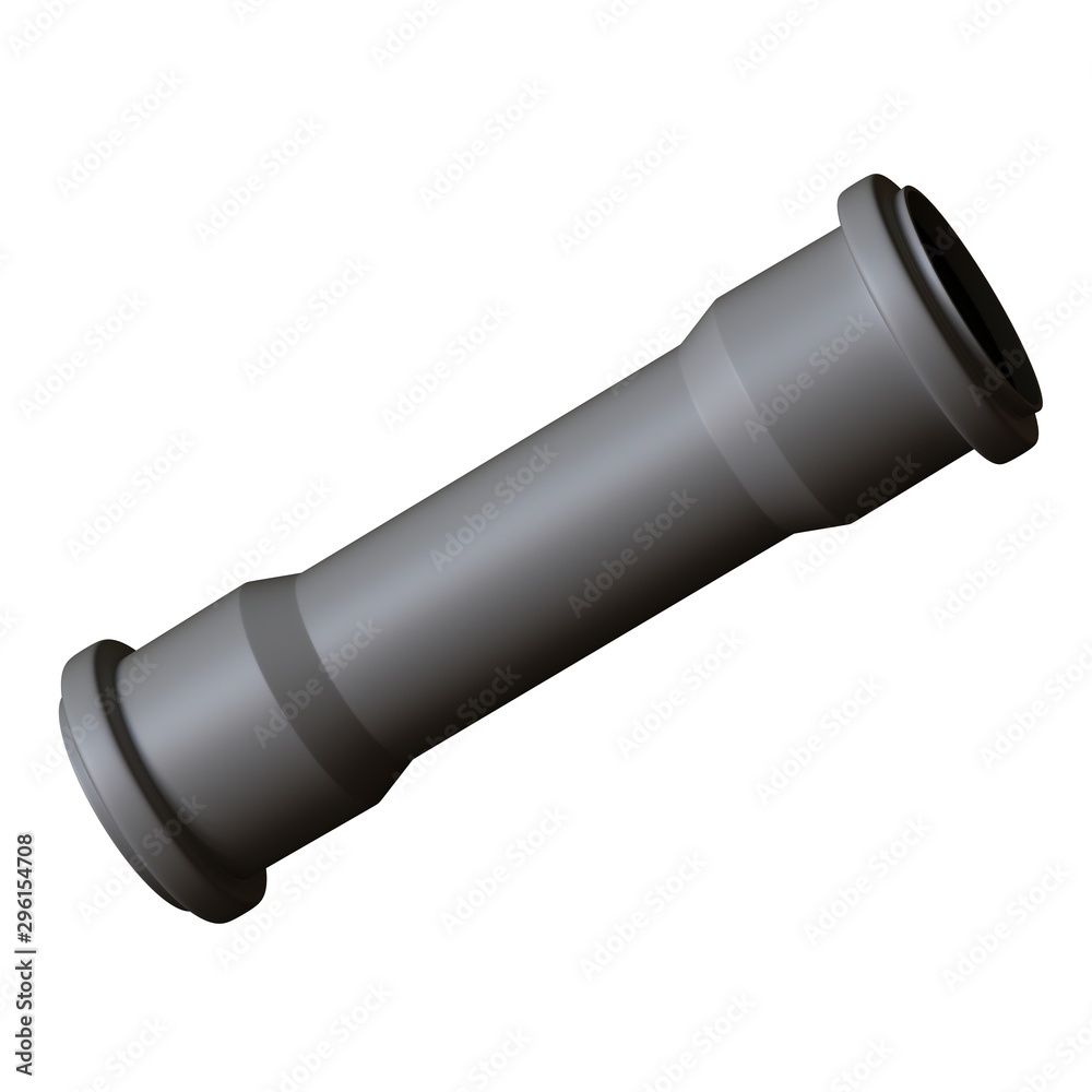 Plastic sewer pipe grey on white background, isolated. 3D rendering of excellent quality in high resolution. It can be enlarged and used as a background or texture. Plastic sewer pipe grey on white background, isolated. 3D rendering of excellent quality in high resolution. It can be enlarged and used as a background or texture.