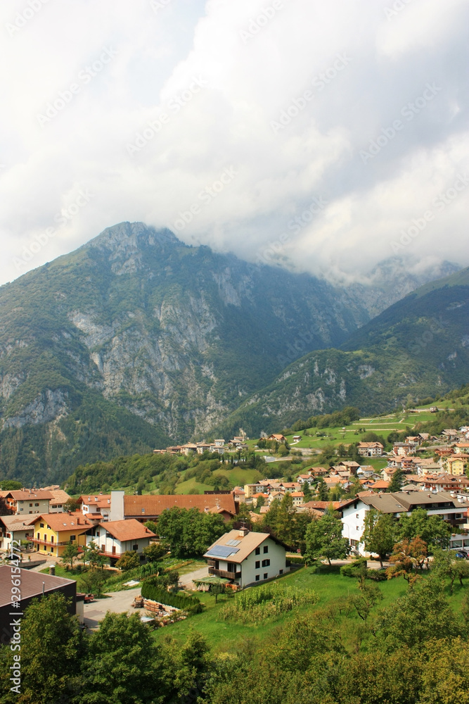 Village at the foot of the mountains