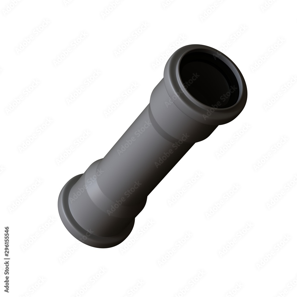 Plastic sewer pipe grey on white background, isolated. 3D rendering of excellent quality in high resolution. It can be enlarged and used as a background or texture. Plastic sewer pipe grey on white background, isolated. 3D rendering of excellent quality in high resolution. It can be enlarged and used as a background or texture.