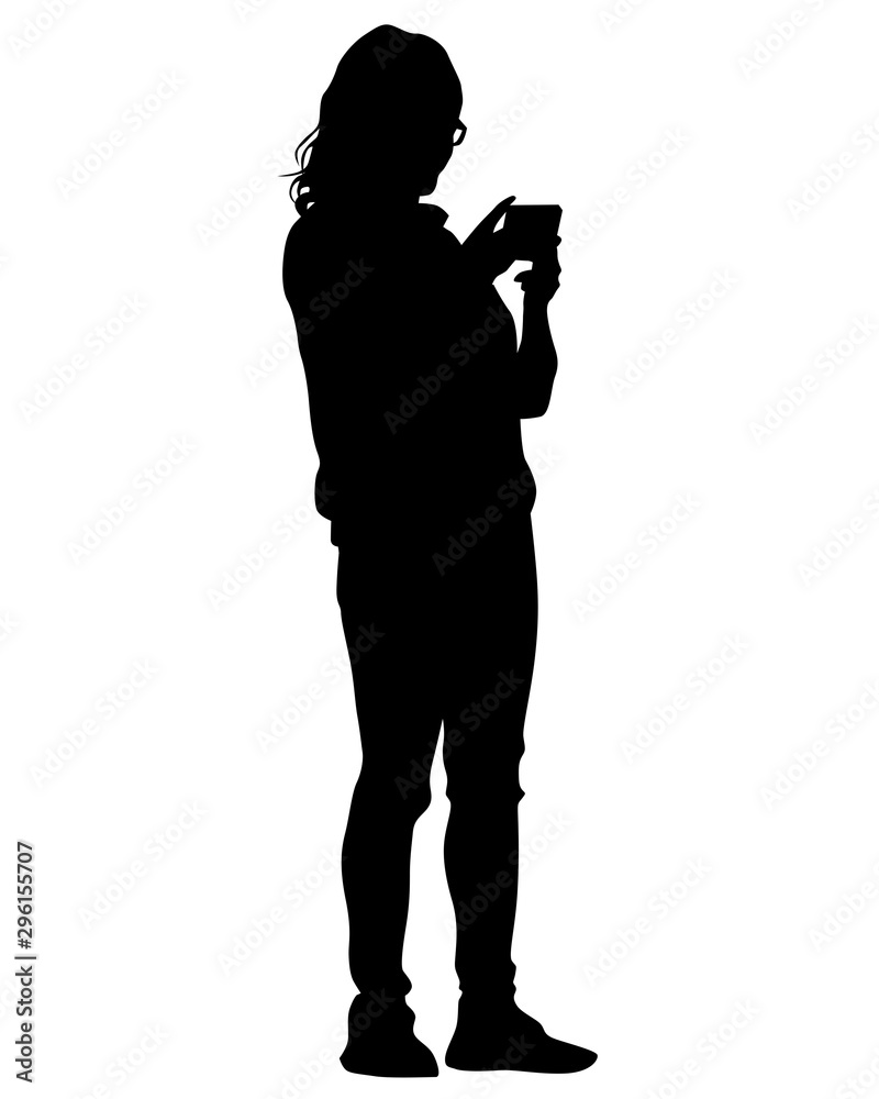 Young woman with smartphone on a white background