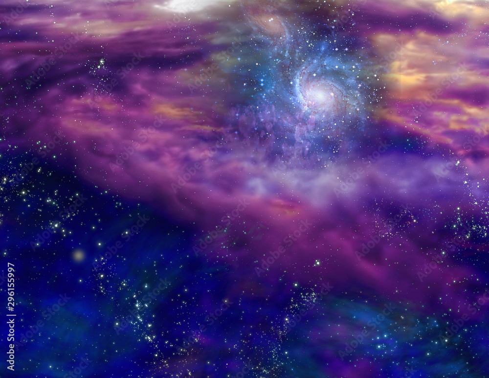 Galaxy in purple blue space