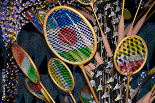 Badminton shuttle and racket for decoration of sports ground © Abhishek Kumar Sah
