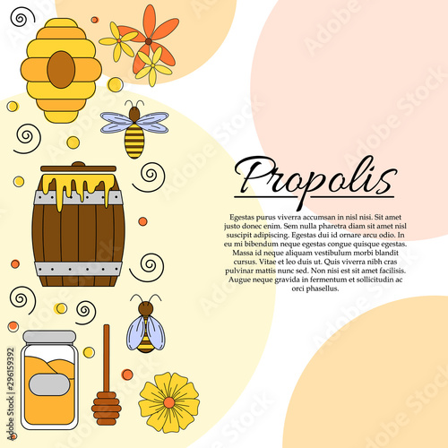 Propolis card concept. Vector honey illustration for design and web