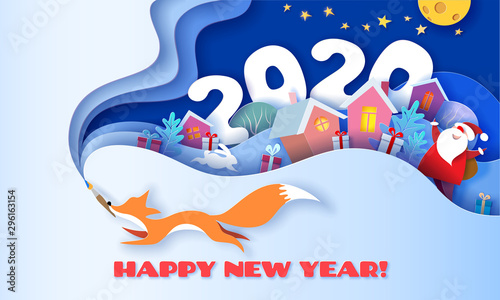 Happy New Year 2020 3D paper cut art