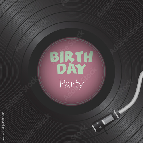 Retro vinyl disk. Gramophone Vinyl record. Birthday card