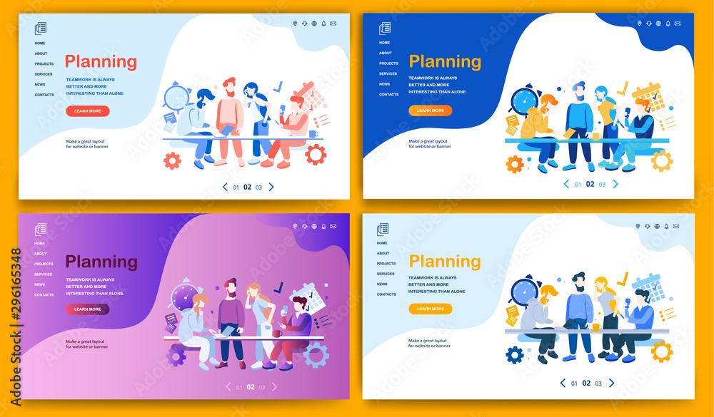 Template for landing page, website, presentation or banner on the topic Planning..Digital flyer, also can be print advertising. Vector illustration.