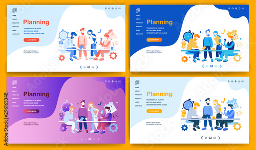 Template for landing page, website, presentation or banner on the topic Planning..Digital flyer, also can be print advertising. Vector illustration.