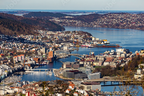 View on Bergen and harbor from the mountain top © bchyla