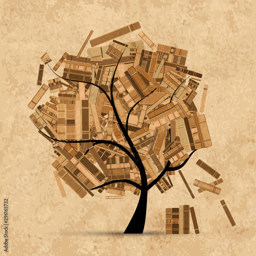 Library tree with books for your design