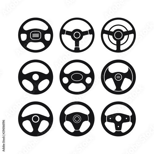 Set of Steering wheel icon isolated on white background. Vector illustration