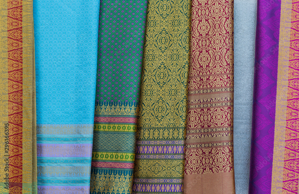 background of colorful traditional fabric background of colorful traditional fabric