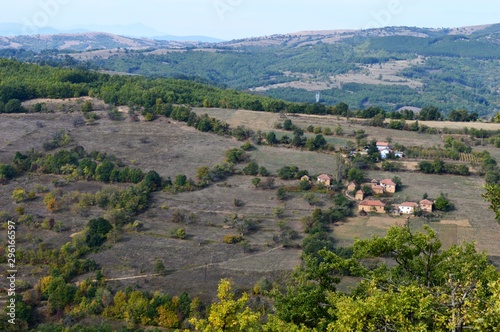 landscape of a small village on a hill