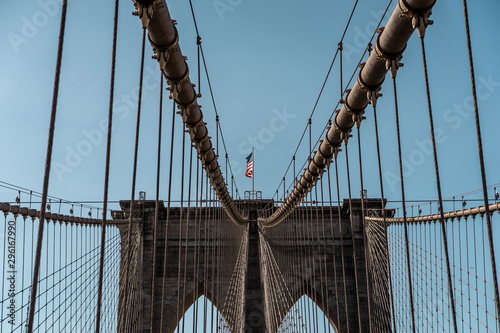 Brooklyn bridge New York city image, sunrise image of the New York Brooklyn bridge