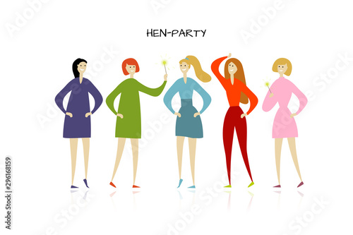 Girls party. Funny people characters